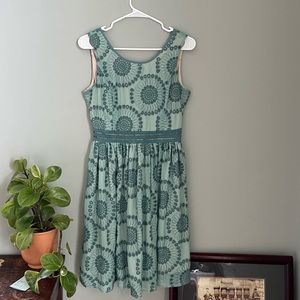 RYU Vintage eyelet blue/green MIDI dress